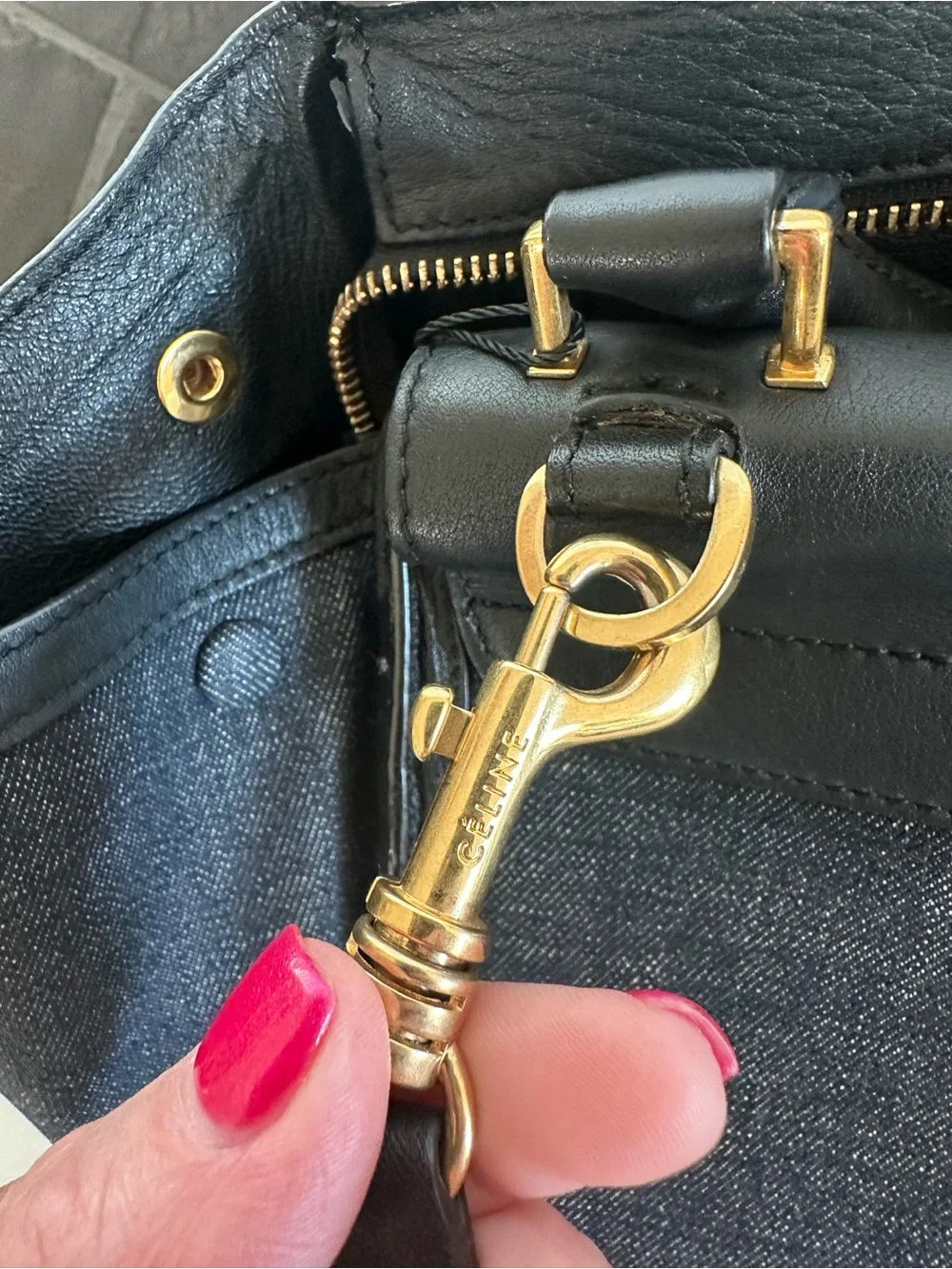 Celine Denim & Leather Trapeze Bag | Rare Vintage Chic - Picture 10 of 16